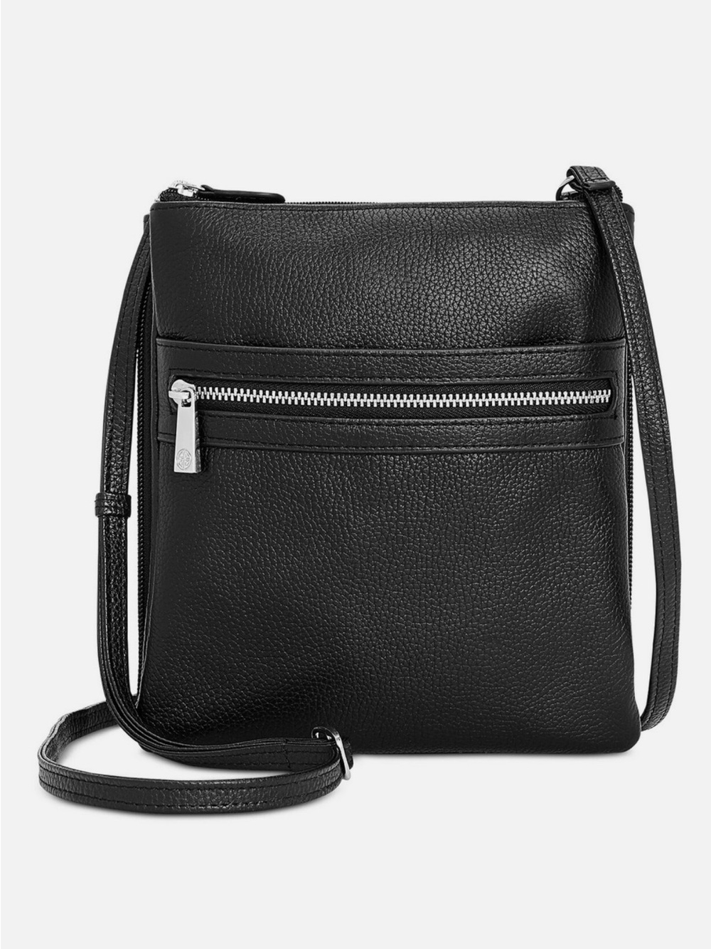 Giani Bernini Black Triple-Zip Leather Dasher Crossbody